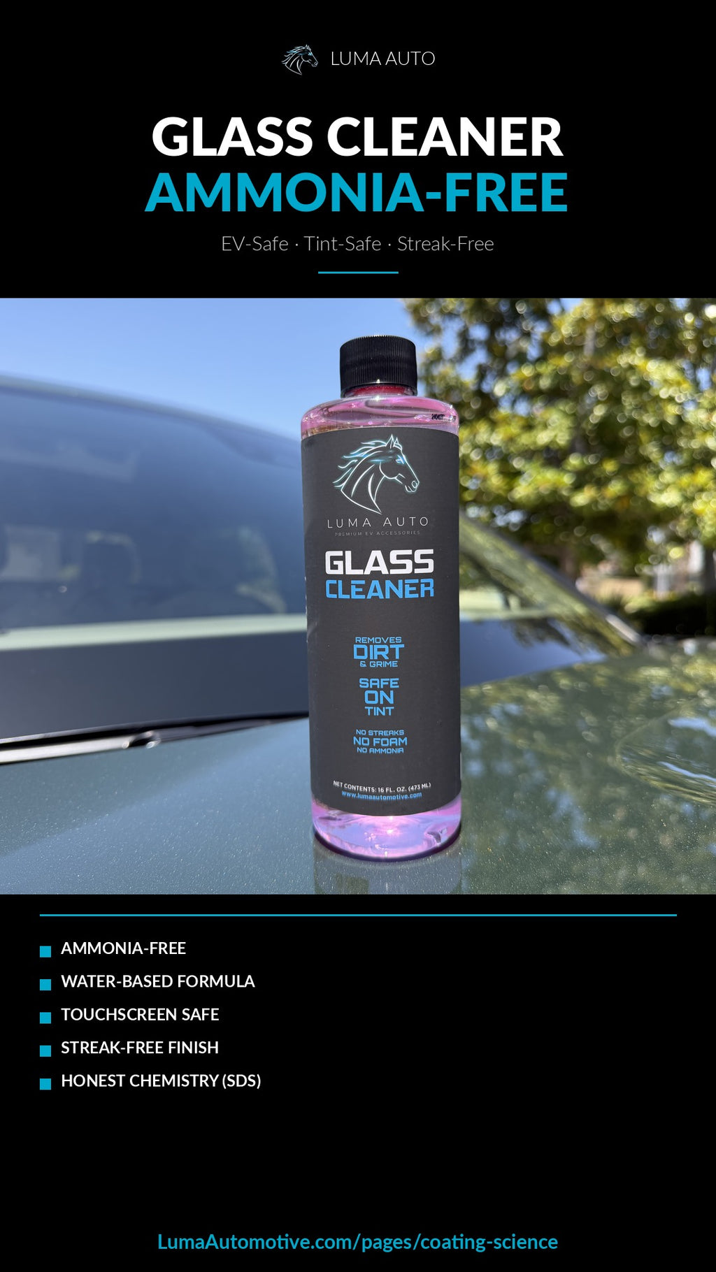 Glass Cleaner — Ammonia-Free, EV-Safe Formula