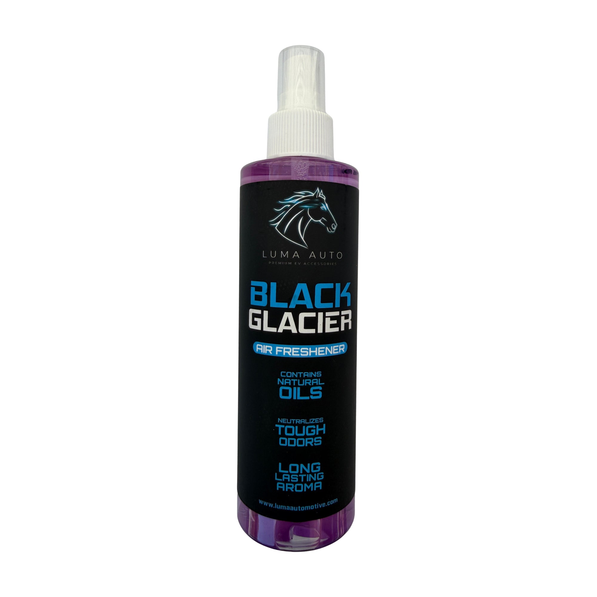 Luma Auto Black Glacier premium cabin fragrance 8 oz spray — EV-safe car scent for Tesla and Rivian interiors