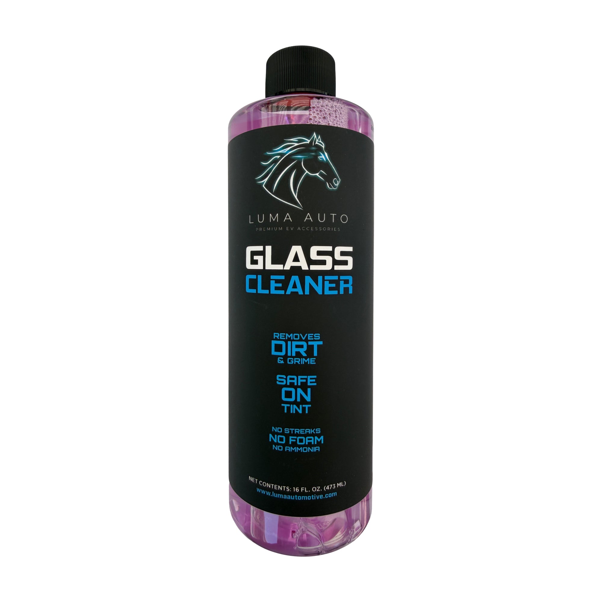 Luma Auto Glass Cleaner 16 oz bottle — ammonia-free glass cleaner safe on Tesla touchscreen and tinted windows