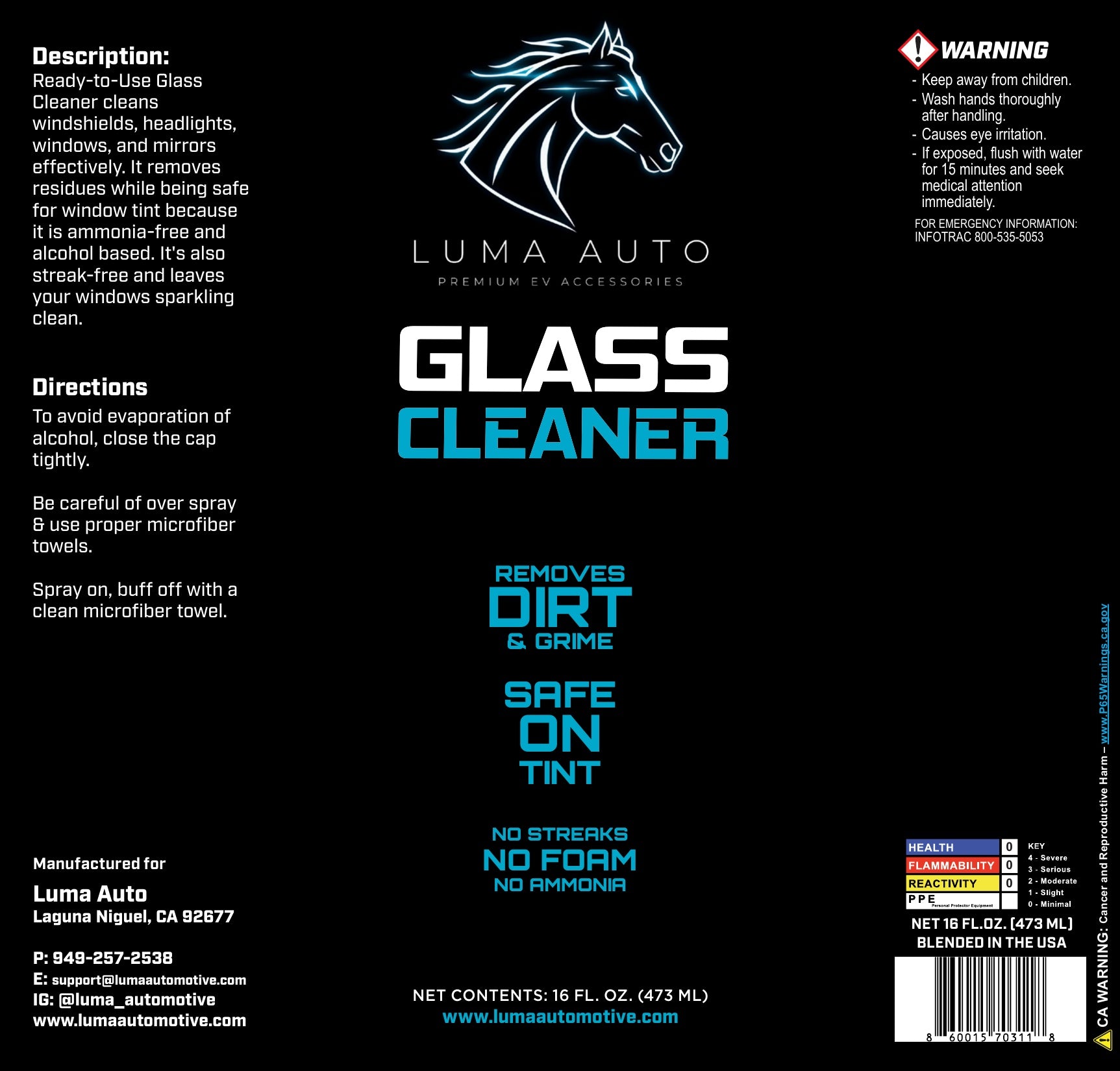 Glass Cleaner — Ammonia-Free, EV-Safe Formula