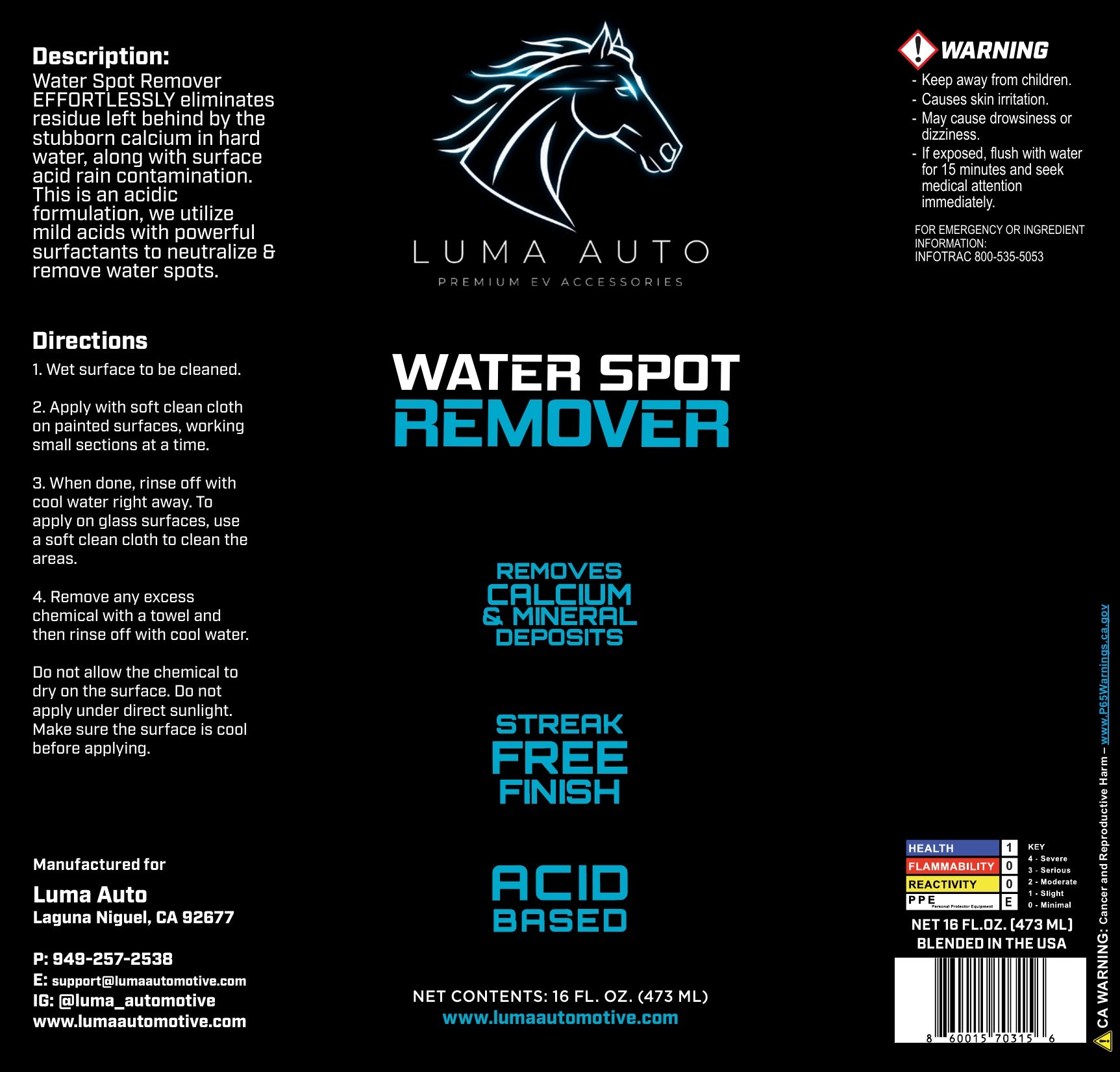 Water Spot Remover — Acid-Based Formula